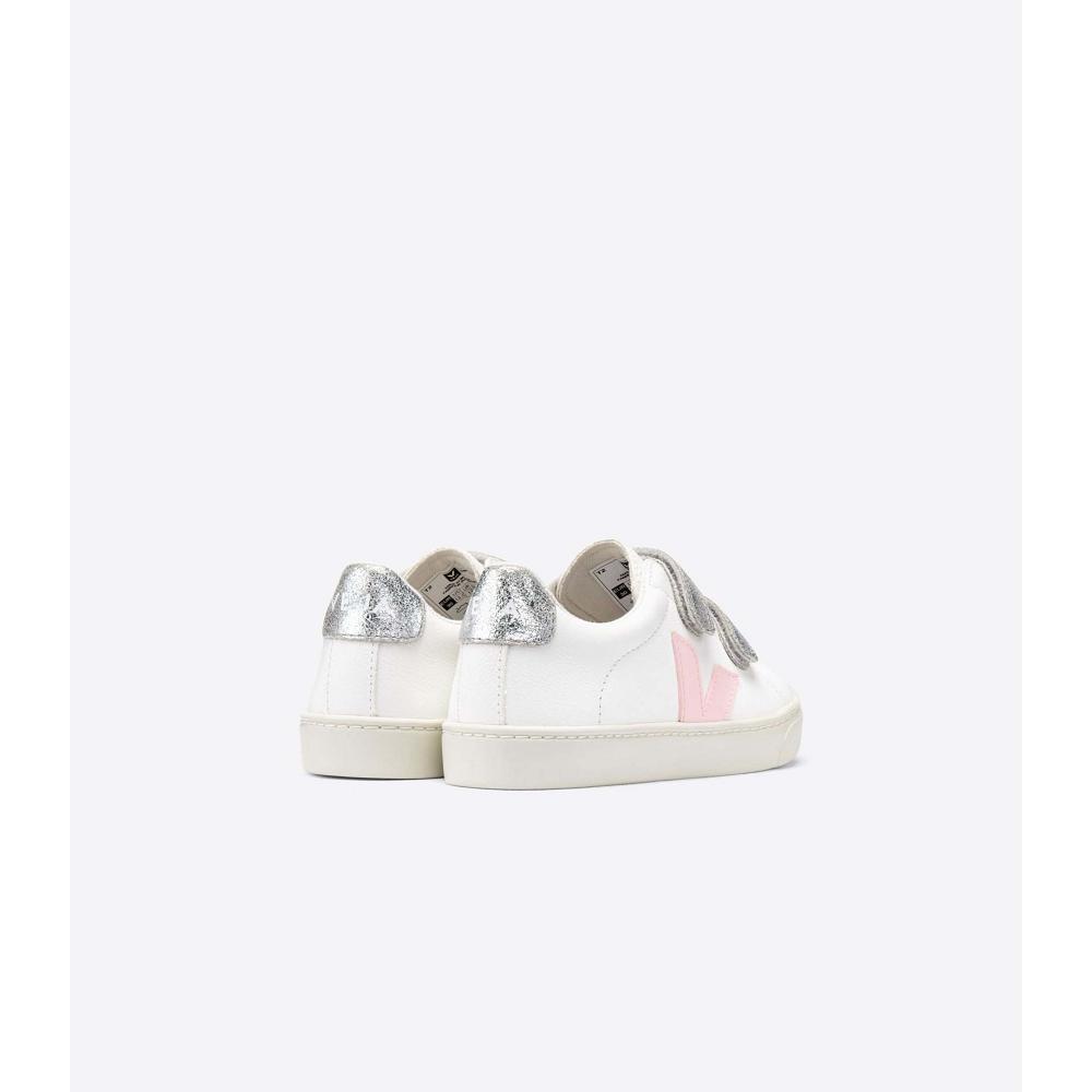 Kids' Veja ESPLAR CHROMEFREE Shoes White/Pink | ZA 731PJJ